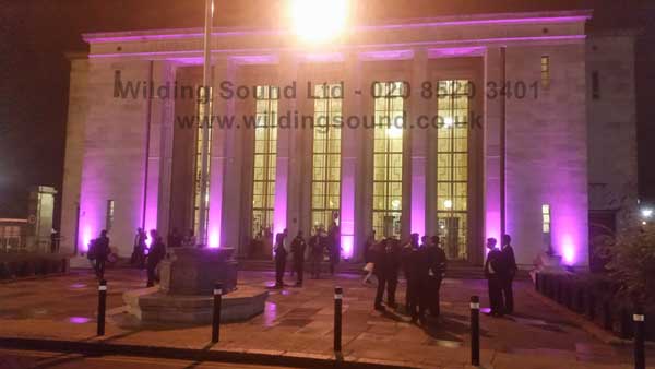 Walthamstow Assembly Hall - Magenta Uplighters